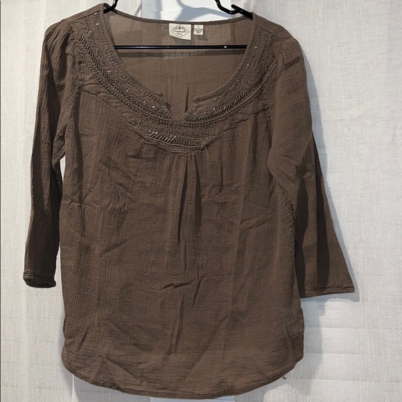 St. John's Bay Tops - 🩶 3/$15 🩶 Brown linen shirt